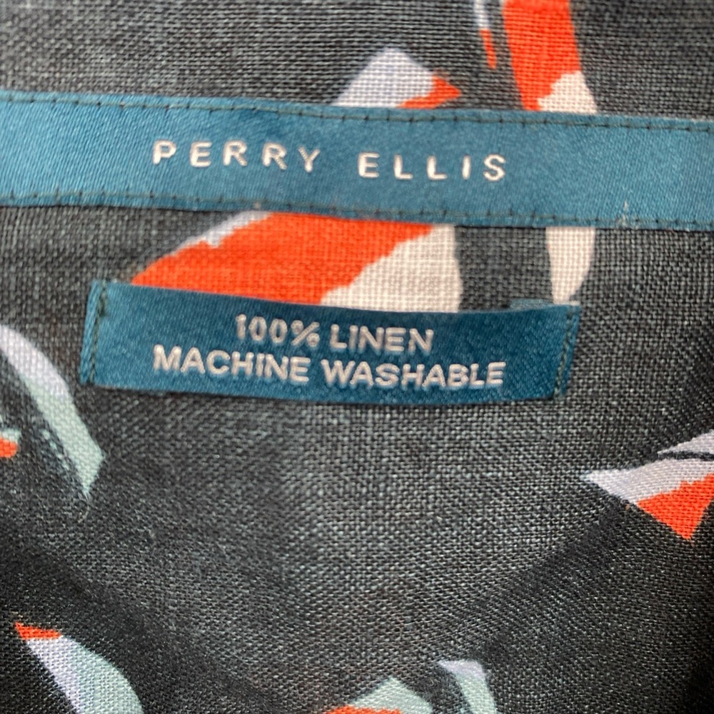 Perry Ellis 100% Linen Button Up Shirt All Over Print Sail Boats Nautical XXL - Picture 2 of 7